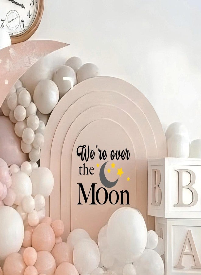 BOOMPA We are Over The Moon Baby Shower Wall Decal, Vinyl Round Arch Decoration, 35.4 x 11.8 inches, Matte Black (Black （Moon）) - Image 3