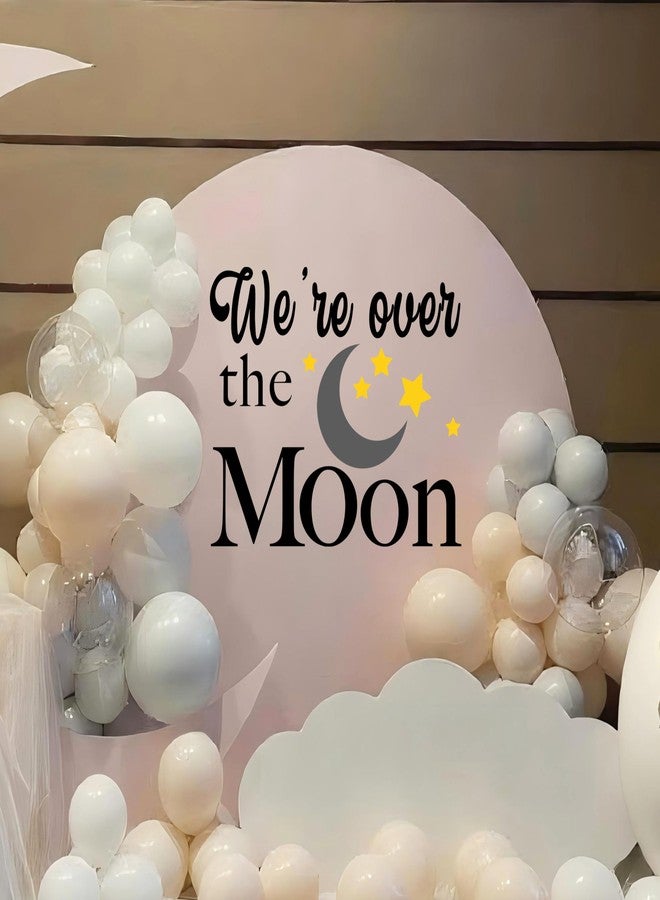 BOOMPA We are Over The Moon Baby Shower Wall Decal, Vinyl Round Arch Decoration, 35.4 x 11.8 inches, Matte Black (Black （Moon）) - Image 2
