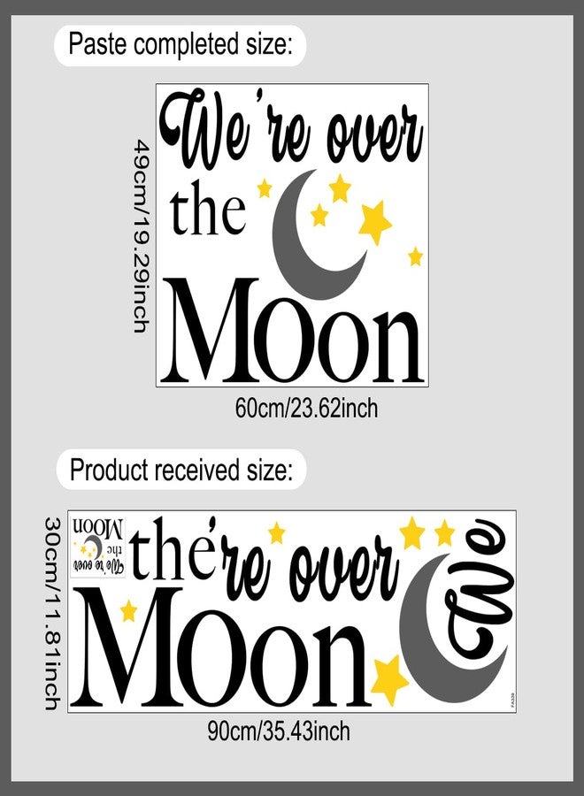 BOOMPA We are Over The Moon Baby Shower Wall Decal, Vinyl Round Arch Decoration, 35.4 x 11.8 inches, Matte Black (Black （Moon）) - Image 4