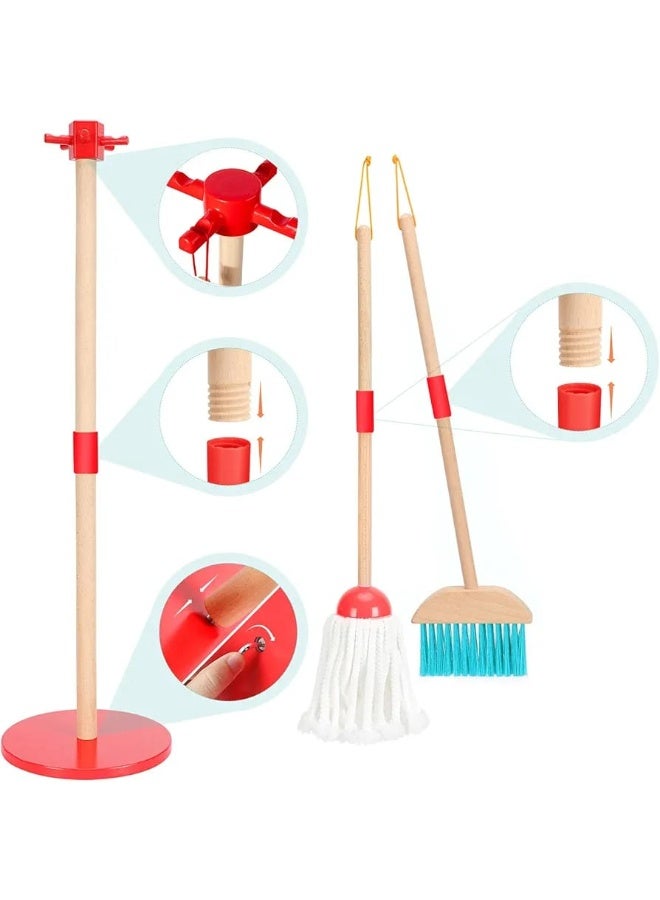 Kids Wooden Cleaning Set | Pretend Play Housekeeping Toy Set with Broom, Mop, Brush, Dustpan & Organizer | Montessori STEM Toy for Toddlers | Educational Role Play Set for Boys & Girls - Image 2