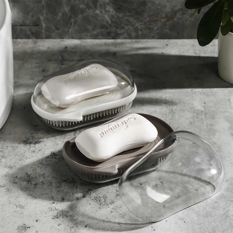 Double Layer Soap Holder With Brushes Draining Tray Keep Soap Dry Black - Image 4