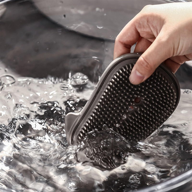 Double Layer Soap Holder With Brushes Draining Tray Keep Soap Dry Black - Image 5
