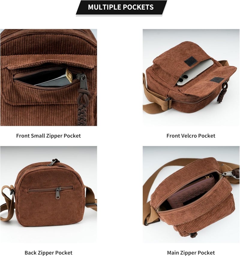 Kawn Women Crossbody Bag, Aesthetic Mini Cute Purse, Shoulder Bag with Outer Pocket For Daily Use Work Travel Beaches, Portable Handbag Bag, Comfortable and Trendy Design (Brown) - Image 4