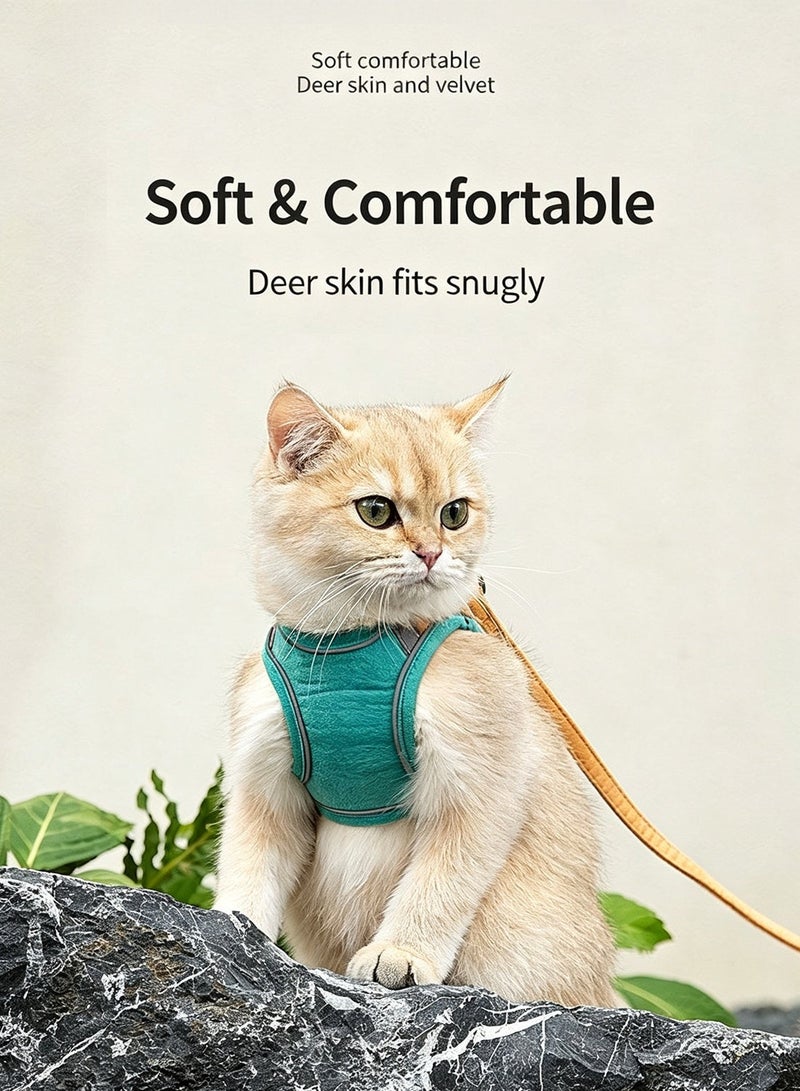 Cat harness and leash set, adjustable green and orange cat leash medium size anti-escape vest, safe pet harness. Easy to control small and large kittens, suitable for small dogs and rabbits. - Image 4
