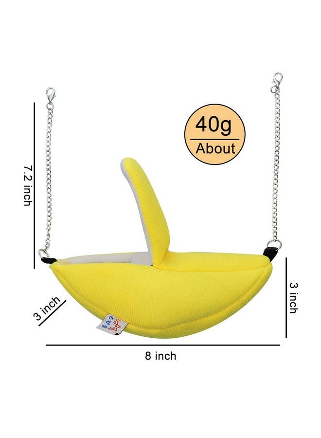 WishLotus Banana Design Flannal Hamster Hut Sleeping Nest, Cozy Hanging House Moon Boat Hut for Guinea Pig, Squirrel, Gerbil, Hamster (Yellow)