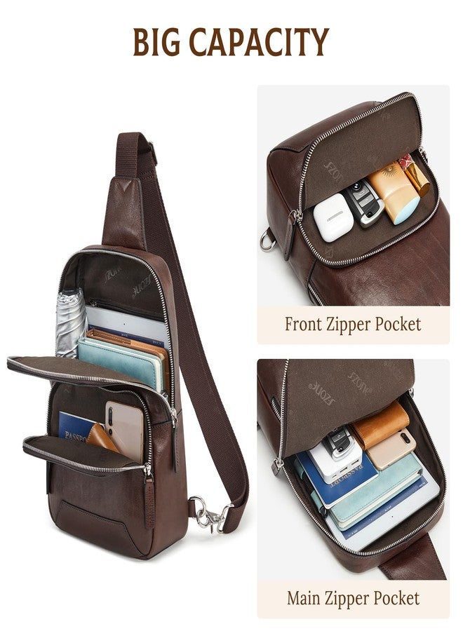 S-ZONE Sling Bag for Men Women RFID Blocking Genuine Leather Crossbody Shoulder Bag Backpack Hiking Daypack Travel - Image 5
