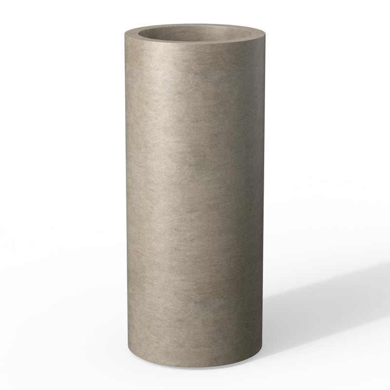 Kante 18.9 Inch Tall Cylindrical Planter, Large Round Plant Pots with Drainage Hole, Made with Concrete, Suitable for Indoor Outdoor Plants, Home Decor, Weathered Concrete - Image 1
