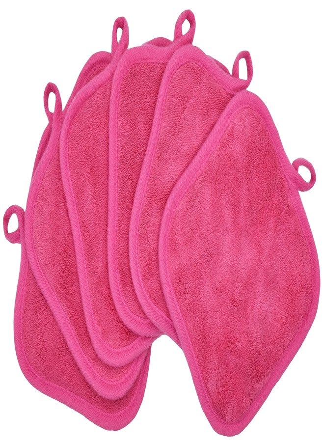 BloomSesame Makeup Remover Cloths for Face, Eye, Lips - Reusable Makeup Remover Pads Soft Microfiber Facial Cleansing Cloths 5 x 5 inch 6 Pack (Dark Pink) - Image 1