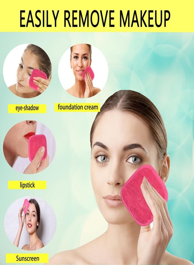 BloomSesame Makeup Remover Cloths for Face, Eye, Lips - Reusable Makeup Remover Pads Soft Microfiber Facial Cleansing Cloths 5 x 5 inch 6 Pack (Dark Pink) - Image 3