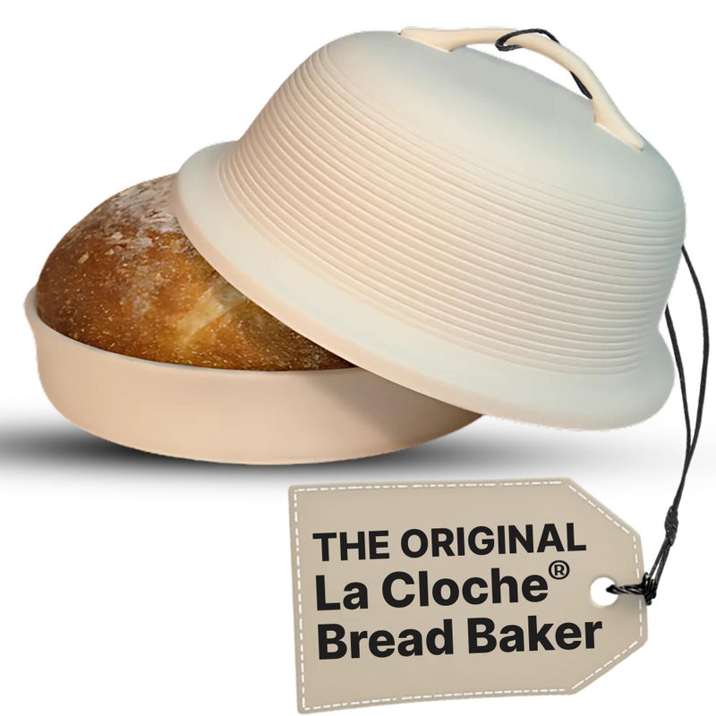 SASSAFRAS Sassafras Superstone Stoneware La Cloche Bread Baker Unglazed Baking Stone for Bread Capacity 5QT 12D x7H with handle Withstands Temperature 5002100 Fahrenheit 