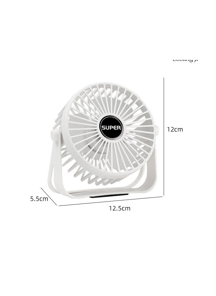 USB desktop fan, 3-speed strong airflow, portable 90 ° rotating quiet heat dissipation, small personal desktop fan for bedroom, home office, travel, white  - Image 2