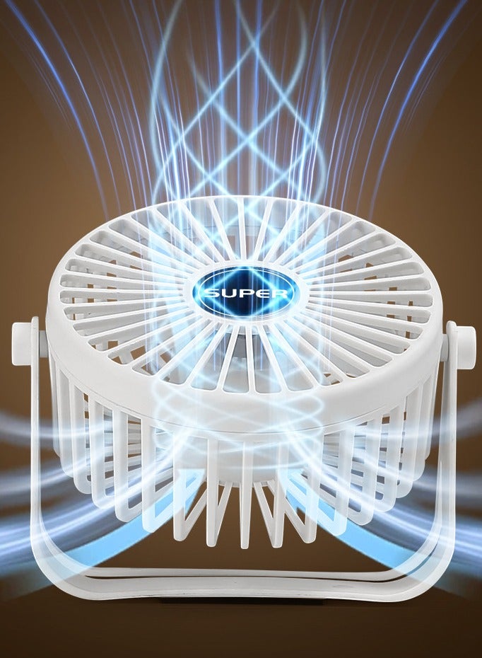 USB desktop fan, 3-speed strong airflow, portable 90 ° rotating quiet heat dissipation, small personal desktop fan for bedroom, home office, travel, white  - Image 5