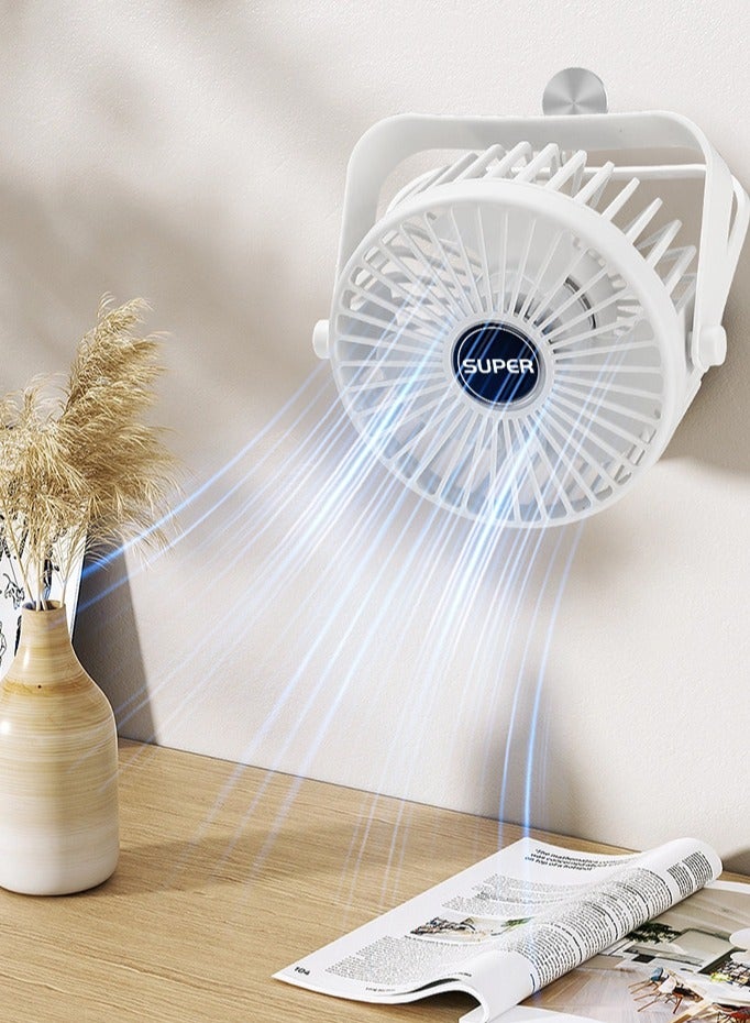USB desktop fan, 3-speed strong airflow, portable 90 ° rotating quiet heat dissipation, small personal desktop fan for bedroom, home office, travel, white  - Image 3