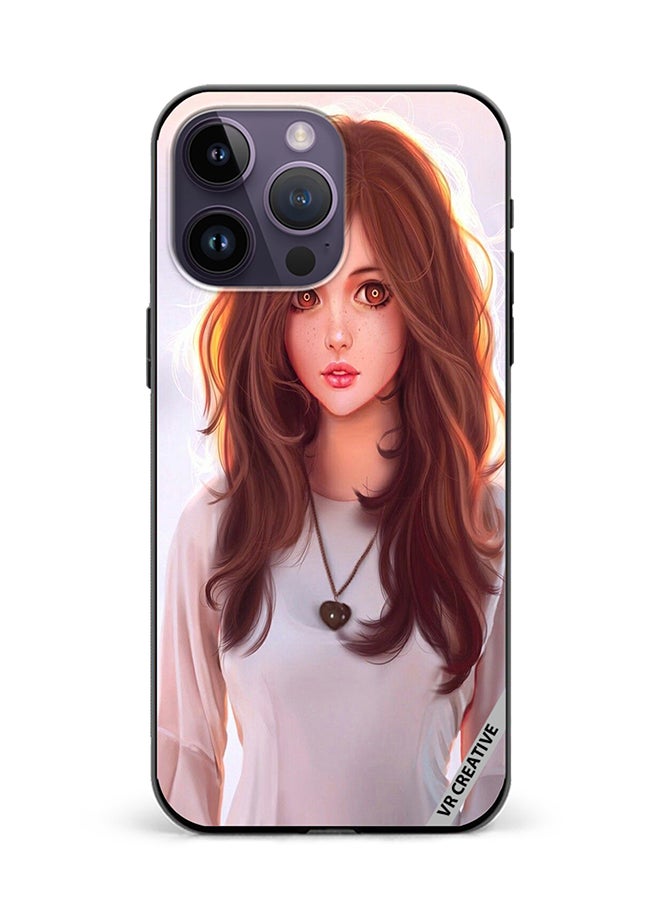 VR CREATIVE Protective Case Cover For Apple iPhone 16 Pro Girl With Curly Hair Design Multicolour - Image 1