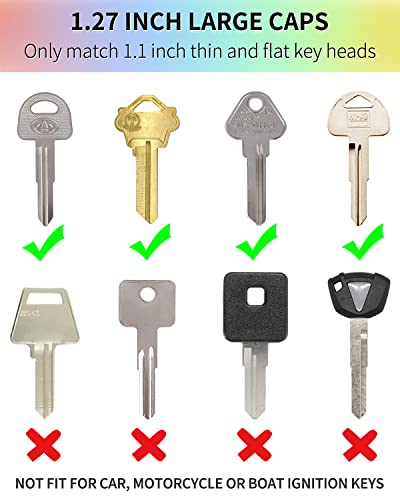 Uniclife 16 PCS 1.3 Inch Large Key Caps Covers Key Identifiers Markers Protectors for Large Thin Flat Key Heads (Not Suitable for Smaller or Standard Keys), 8 Assorted Colors - Image 2
