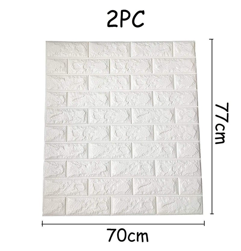 Lukzer 3D Peel & Stick Brick Wallpaper – 8mm Thick Removable Self Adhesive Wall Sticker Panels, Waterproof Foam Wallpaper for Bedroom, Kitchen & Home Walls (White, 70x77 cm, 2 PCS Pack) - Image 2