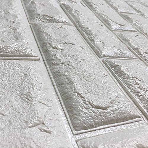 Lukzer 3D Peel & Stick Brick Wallpaper – 8mm Thick Removable Self Adhesive Wall Sticker Panels, Waterproof Foam Wallpaper for Bedroom, Kitchen & Home Walls (White, 70x77 cm, 2 PCS Pack) - Image 4