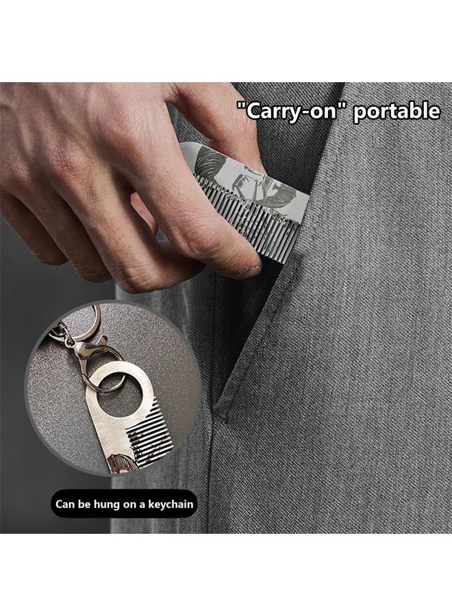 FLYROAD Beard Comb，Fine Tooth Moustache Brush，Double-Purpose Hair Detailing BrushPortable Anti-Skip Forming Tool，Use Styling Brush for Men - Image 5