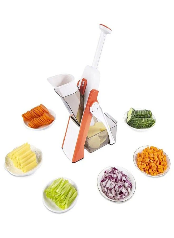 Multi-color vegetable cutter with collection bowl suitable for potatoes, onions, cucumbers, cutting into cubes and slices - Image 3