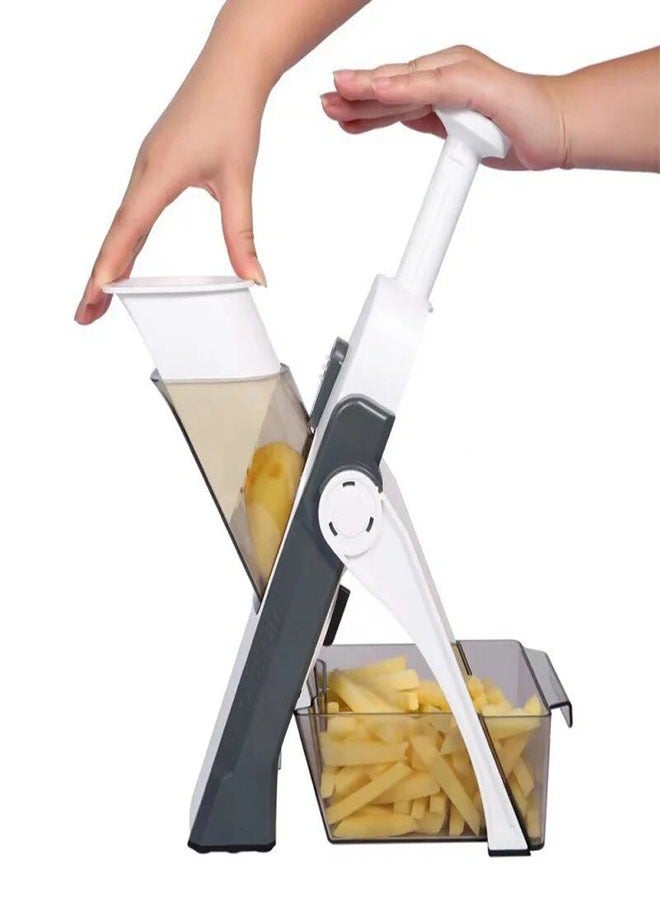 Multi-color vegetable cutter with collection bowl suitable for potatoes, onions, cucumbers, cutting into cubes and slices - Image 1