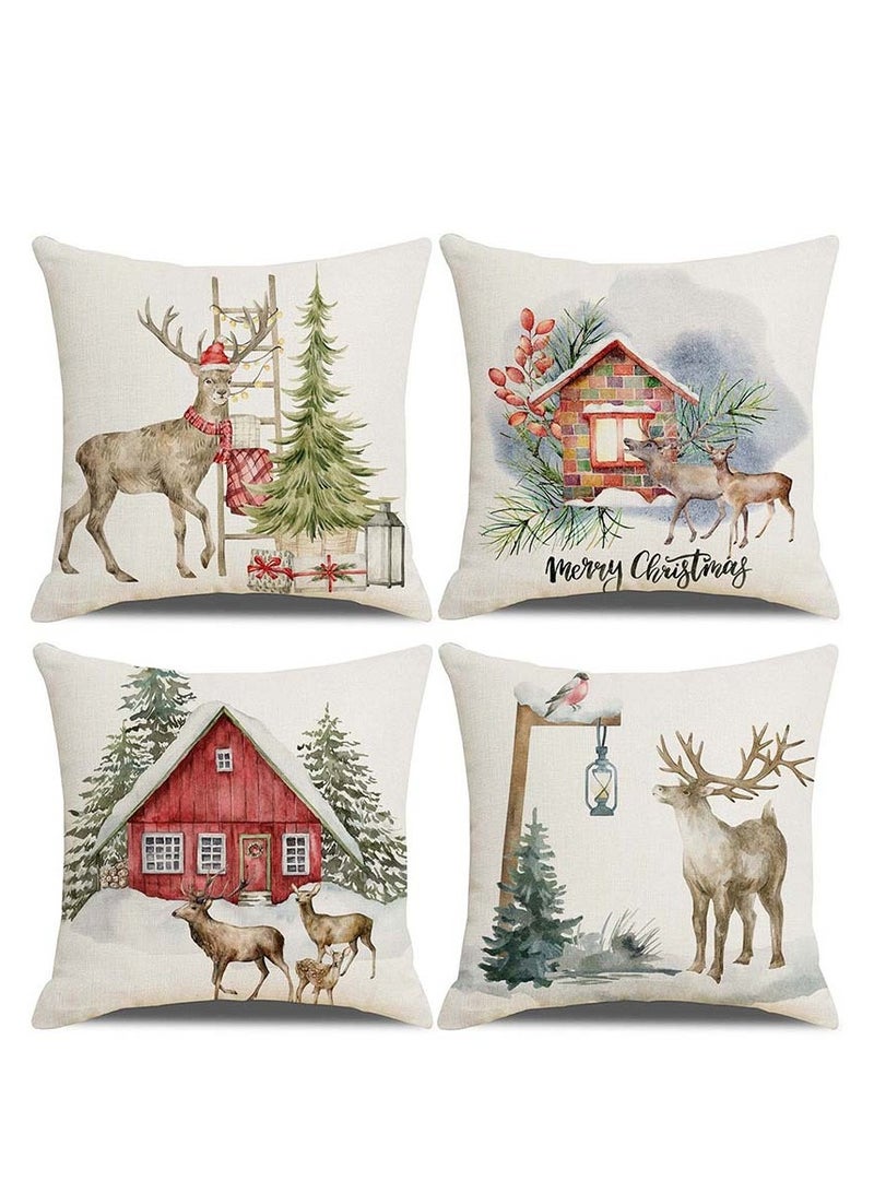 Y&D 4Pcs christmas pillow case cover cushion for home decor 45*45cm - Image 1