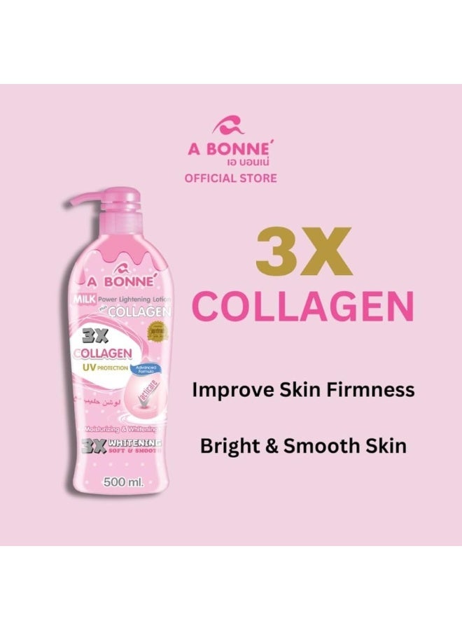 A Bonne Milk Power 3X Lightening Lotion with Collagen & UV Protection, 500ml UV Protection Brightening Moisturizer for Soft Smooth Radiant Skin Care - Image 3