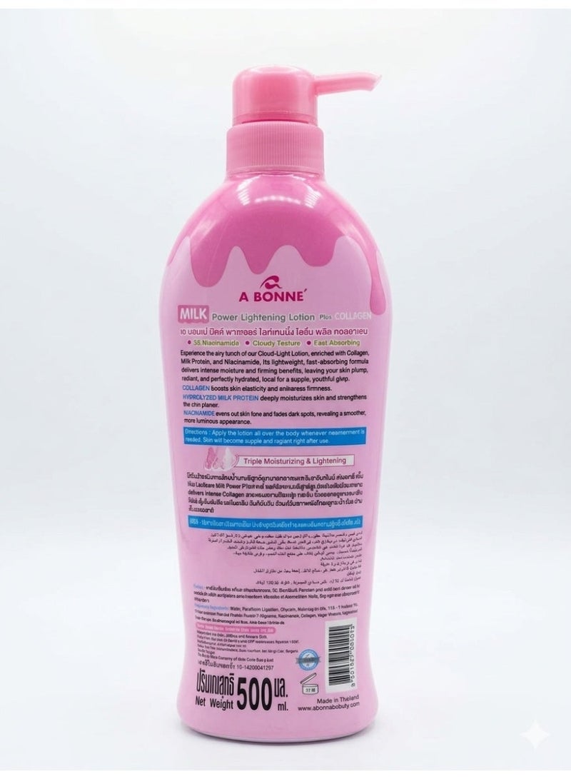 A Bonne Milk Power 3X Lightening Lotion with Collagen & UV Protection, 500ml UV Protection Brightening Moisturizer for Soft Smooth Radiant Skin Care - Image 2