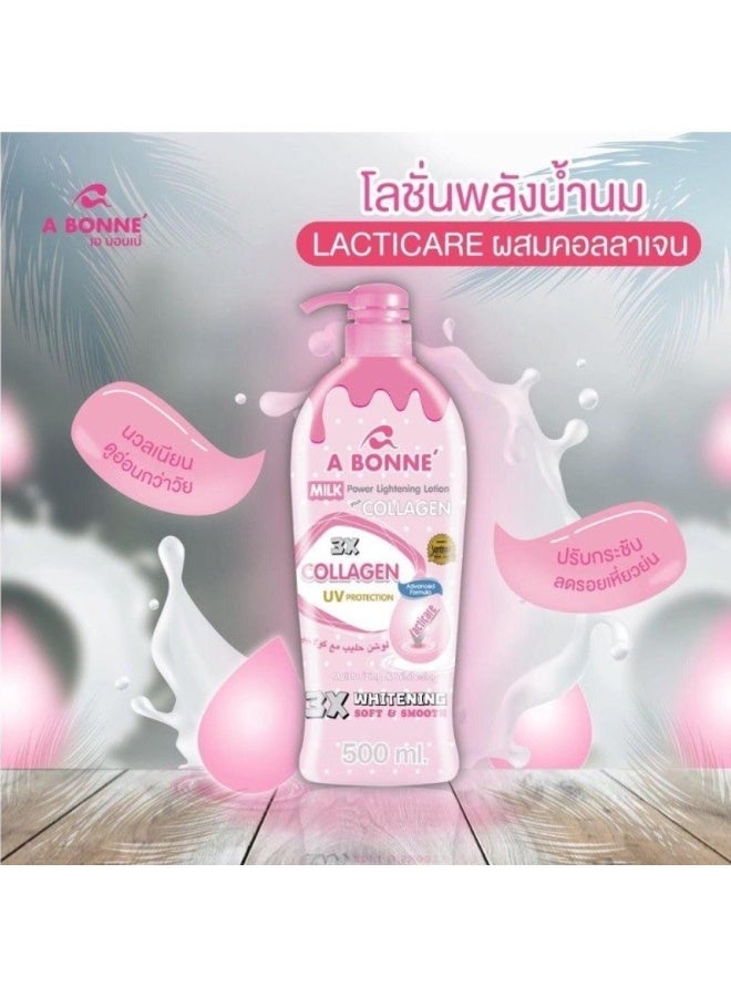 A Bonne Milk Power 3X Lightening Lotion with Collagen & UV Protection, 500ml UV Protection Brightening Moisturizer for Soft Smooth Radiant Skin Care - Image 4