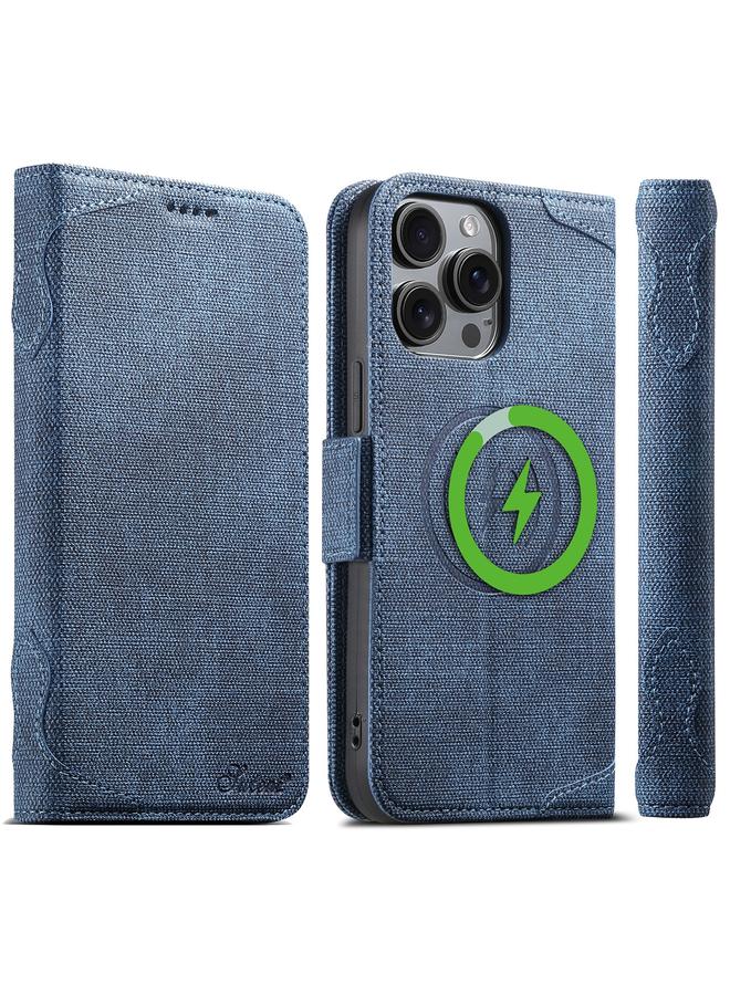 Suteni Case For iPhone 12 Pro Max J07 Multi-functional Horizontal MagSafe Denim Leather Phone Case - Image 1