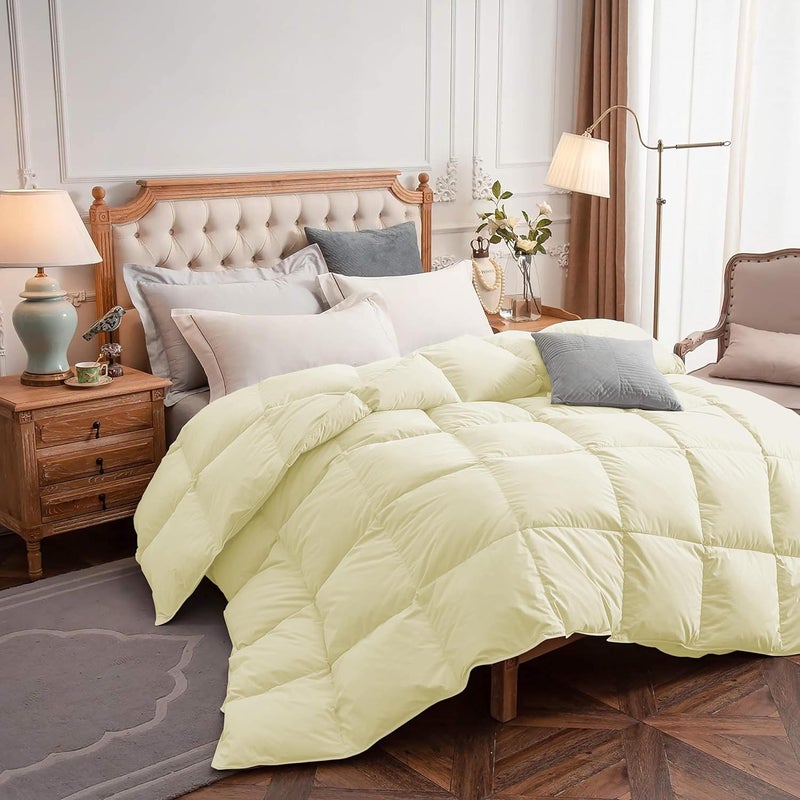 AYANSHI BEDDING غطاء سرير AYANSHI ثقيل شتوي 400 GSM حجم كينغ 92X106 جودة فندقية بديل للريش غطاء ناعم بحشوة ميكروفايبر لون عاجي - Image 2
