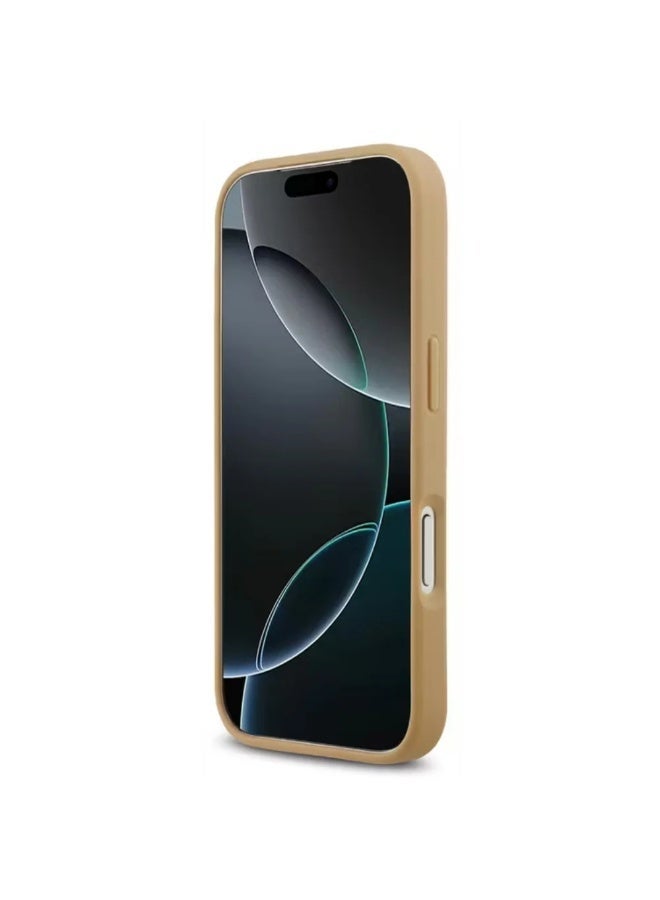 كارل لاغرفيلد جراب iPhone 17 Pro / غطاء خلفي من البولي يوريثان محبب مع حامل بطاقات ونقشة مونوغرام - بني - Image 2