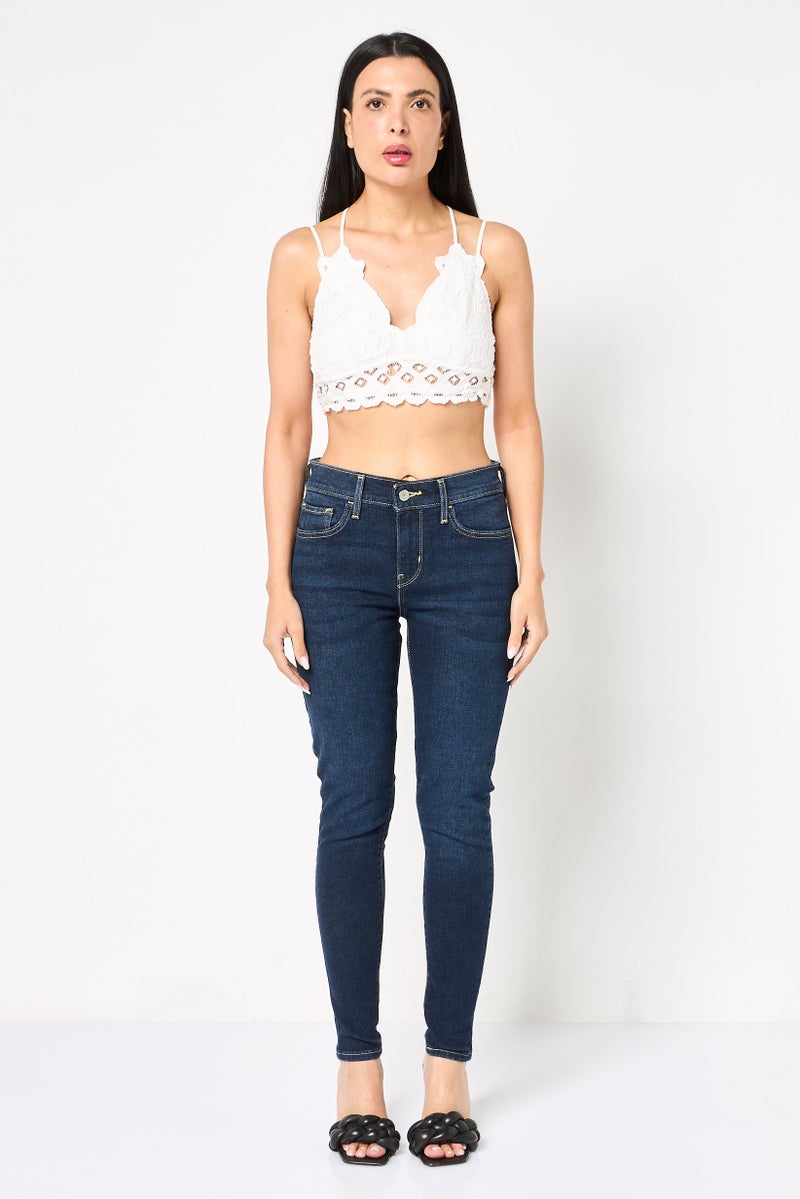 Levi's Women Skinny Fit Washed Stretchable Jeans, Navy Blue - Image 2