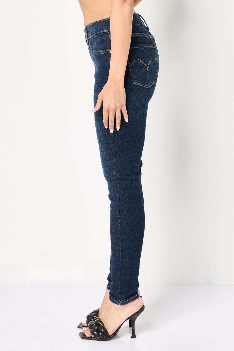 Levi's Women Skinny Fit Washed Stretchable Jeans, Navy Blue - Image 3