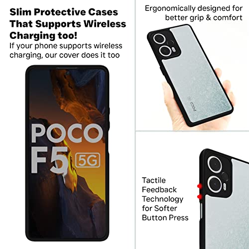 RIGGEAR Shockproof Sleek Hybrid Armor Back Cover Case for Poco F5 5G (Transparent PC + Black TPU Bumper) - Image 5