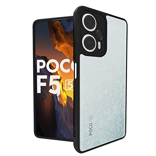 RIGGEAR Shockproof Sleek Hybrid Armor Back Cover Case for Poco F5 5G (Transparent PC + Black TPU Bumper) - Image 1
