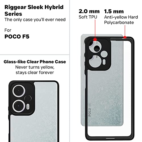 RIGGEAR Shockproof Sleek Hybrid Armor Back Cover Case for Poco F5 5G (Transparent PC + Black TPU Bumper) - Image 4