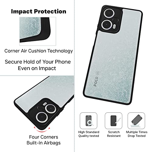 RIGGEAR Shockproof Sleek Hybrid Armor Back Cover Case for Poco F5 5G (Transparent PC + Black TPU Bumper) - Image 3