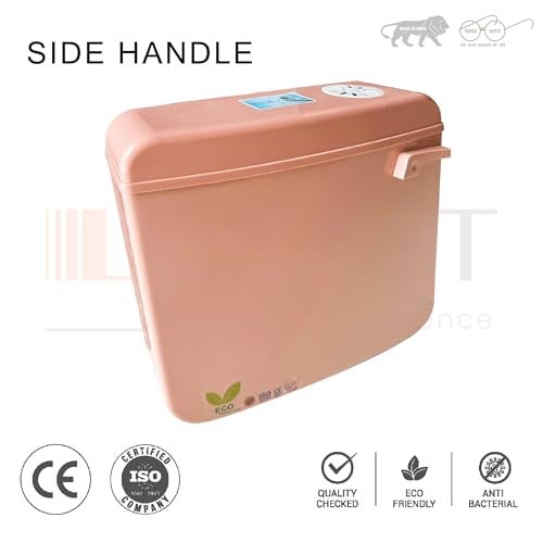 LUXART 8 LTR Wall Mounted Pink Flush Tank for Toilet - Polypropylene Smart PVC Slim Cistern | Side Handle Front Flushing with Air Freshener & Complete Kit - Image 3
