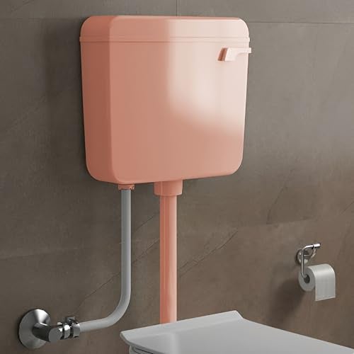 LUXART 8 LTR Wall Mounted Pink Flush Tank for Toilet - Polypropylene Smart PVC Slim Cistern | Side Handle Front Flushing with Air Freshener & Complete Kit - Image 1