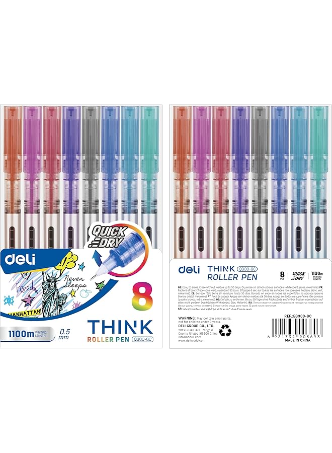 Deli Color Roller Pen Colorful Ballpoint Pens 8 0.5Mm Eq300 8C - Image 1