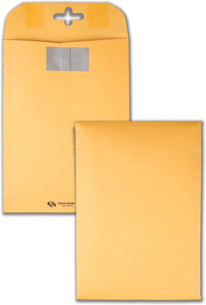 Quality Park 6 x 9 Postage Saving ClearClasp Envelopes, with Reusable Redi-Tac™ Closure, 28 lb. Brown Kraft, 100/Box (QUA43468) - Image 1