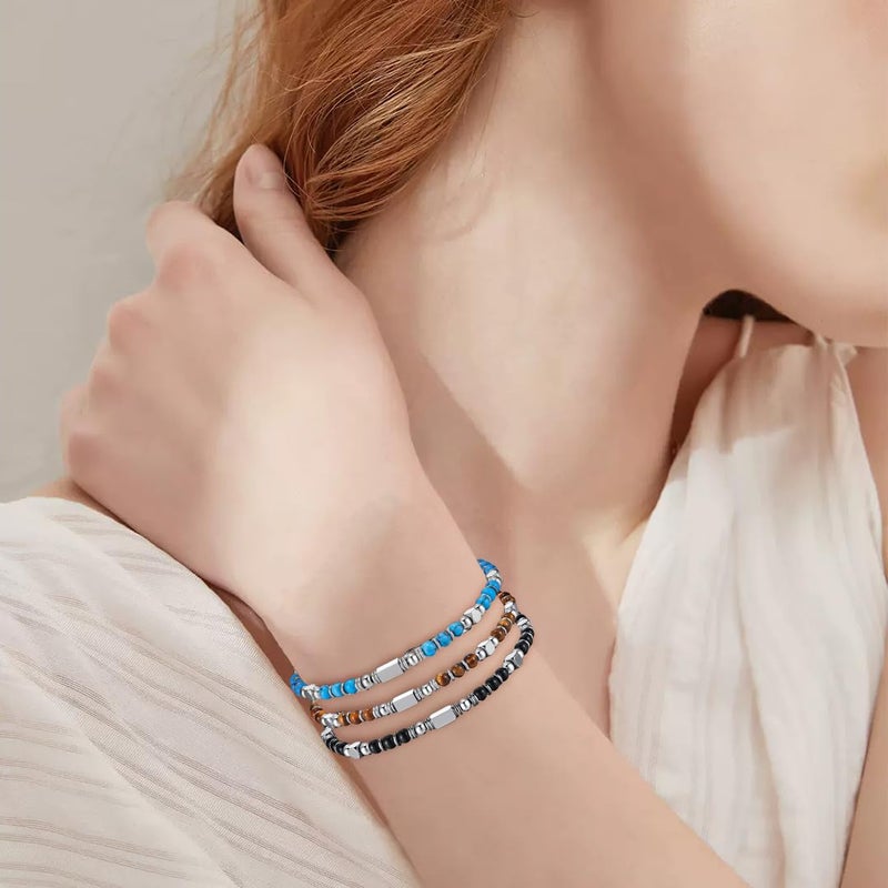 SIUMAL Beaded Bracelets for Women - Silver and Gold Boho Bracelets, Trendy Jewelry Gifts for Lover, Mom, Friends - Image 2
