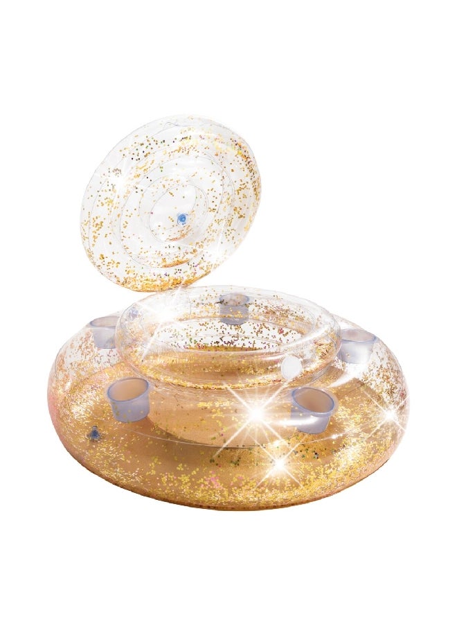 INTEX Mega Chill Inflatable Round Glitter Cup Holder Pool Float Gold 74 x 74 x 33 cm 56810 - Image 4