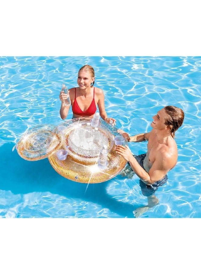 INTEX Mega Chill Inflatable Round Glitter Cup Holder Pool Float Gold 74 x 74 x 33 cm 56810 - Image 3