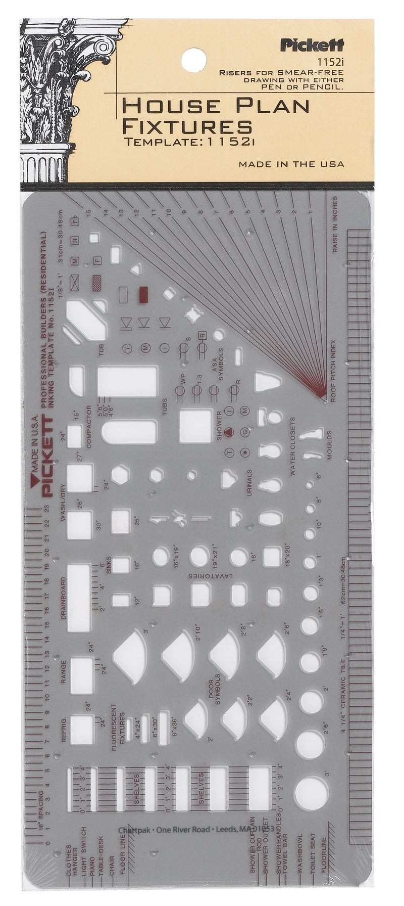 Pickett House Plan Fixtures Kitchen and Bath Template, 1/8 Inch Scale (1152I) - Image 3