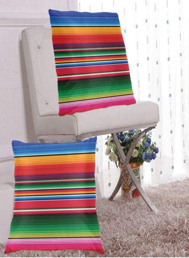 DZGlobal Mexican Pillow Covers Colorful Rainbow Serape Pillowcases Mexican Decorations for Home Ethnic Cushion Covers 18x18 Set of 2 - Image 3