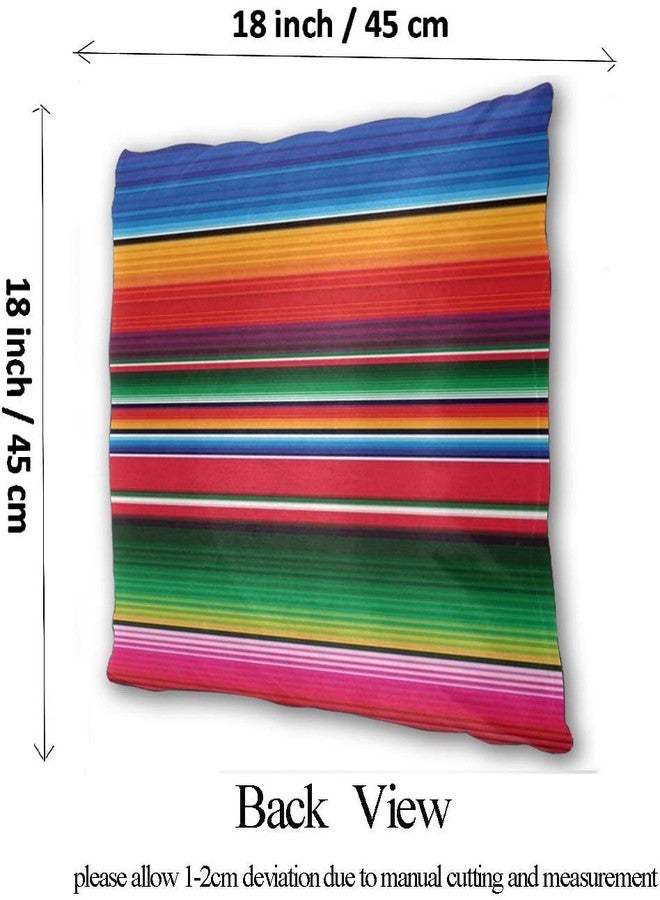 DZGlobal Mexican Pillow Covers Colorful Rainbow Serape Pillowcases Mexican Decorations for Home Ethnic Cushion Covers 18x18 Set of 2 - Image 2
