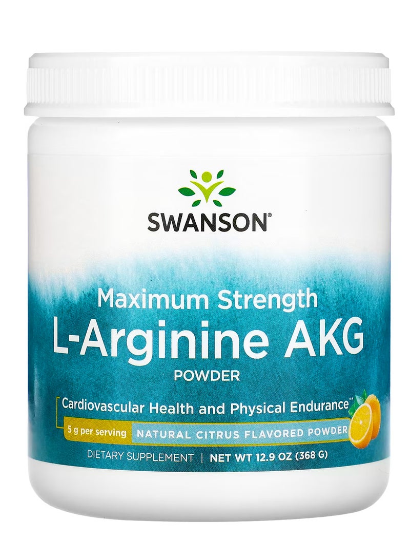 SWANSON Maximum Strength L-Arginine AKG Powder, Natural Citrus, 12.9 oz (368 g)
