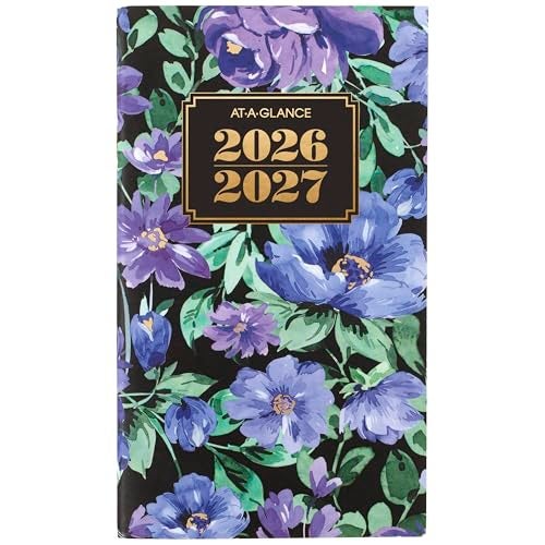AT-A-GLANCE 2026-2027 Planner, 2 Year Monthly Planner, 3.5" x 6", Pocket Size, BADGE, Floral (1753F-021-26) - Image 1