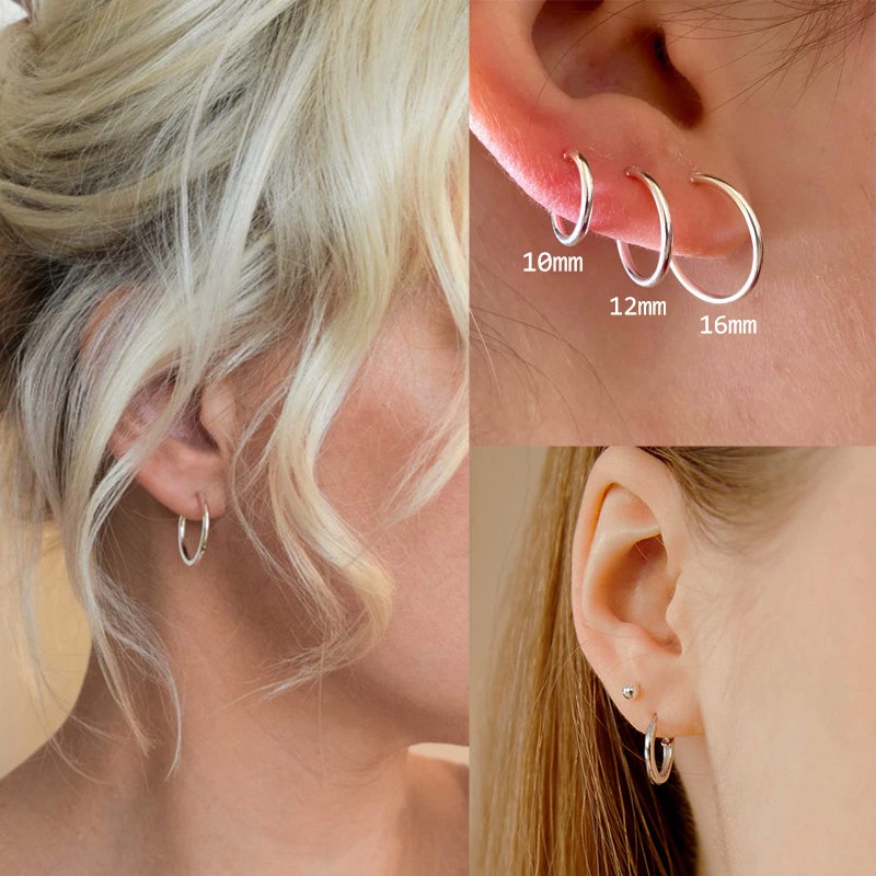 Senteria 10 Pairs Silver Gold Hoop Earrings Set for Women Surgical Steel Hoop Earrings Lightweight Hypoallergenic Small Hoops For Men ï¼ˆ8mm 10mm 12mm 14mm 16mmï¼‰ - Image 5